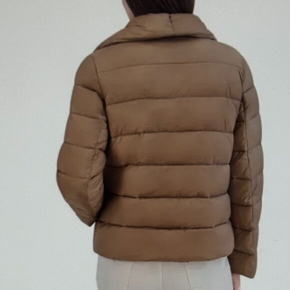 Tahari Ladies' Asymmetrical Puffer Jacket, Tan NEW WITH TAGS - Picture 3 of 9